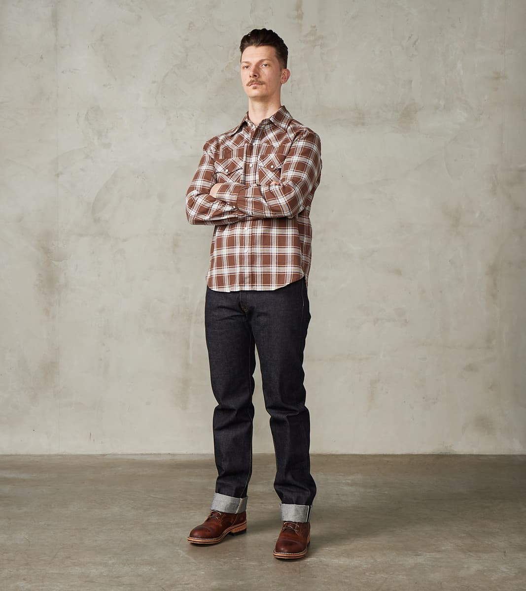 Western Scout - Archive Japanese Twill - Brown Plaid