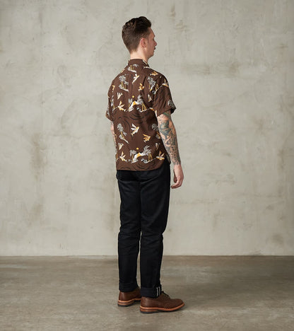 Dean Double Pocket Camp - Hoffman Rayon Poplin - Brown Flying Fish