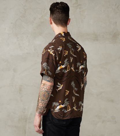 Dean Double Pocket Camp - Hoffman Rayon Poplin - Brown Flying Fish