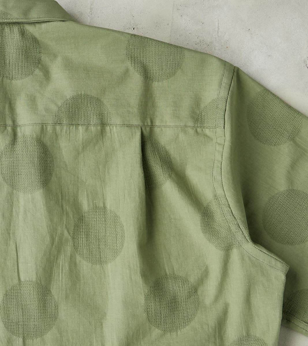 Japanese Jacquard Dobby Dot Camp - Olive