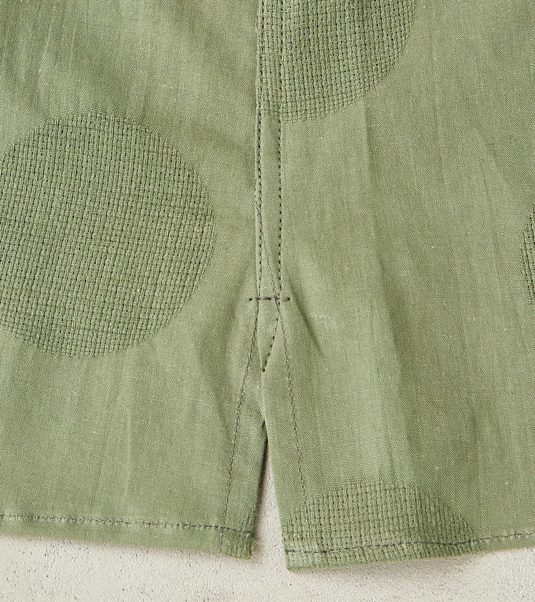 Japanese Jacquard Dobby Dot Camp - Olive