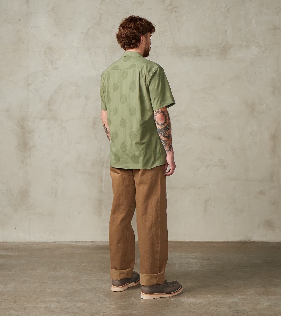 Japanese Jacquard Dobby Dot Camp - Olive
