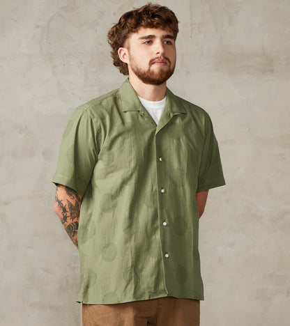 Gitman Vintage Japanese Jacquard Dobby Dot Camp - Olive