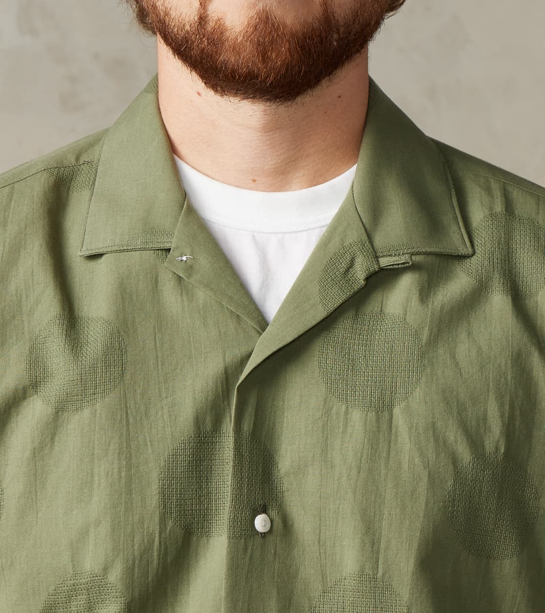 Japanese Jacquard Dobby Dot Camp - Olive