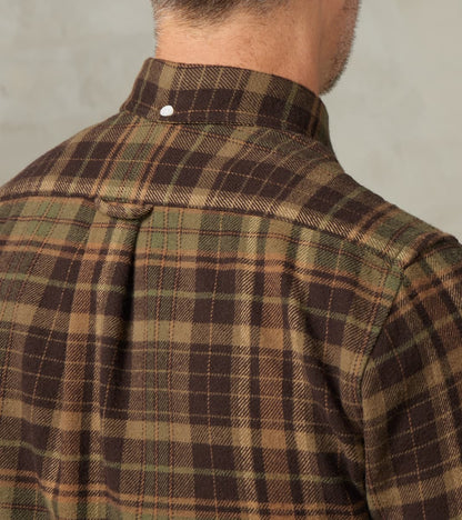 Brushed Winter Madras Check Flannel - Olive & Brown