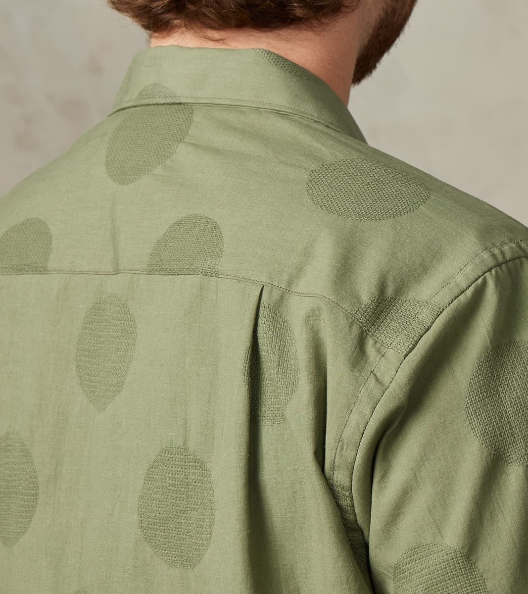 Japanese Jacquard Dobby Dot Camp - Olive