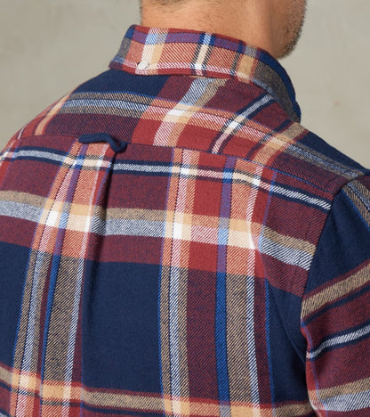 Brushed Winter Madras Check Flannel - Navy & Brick