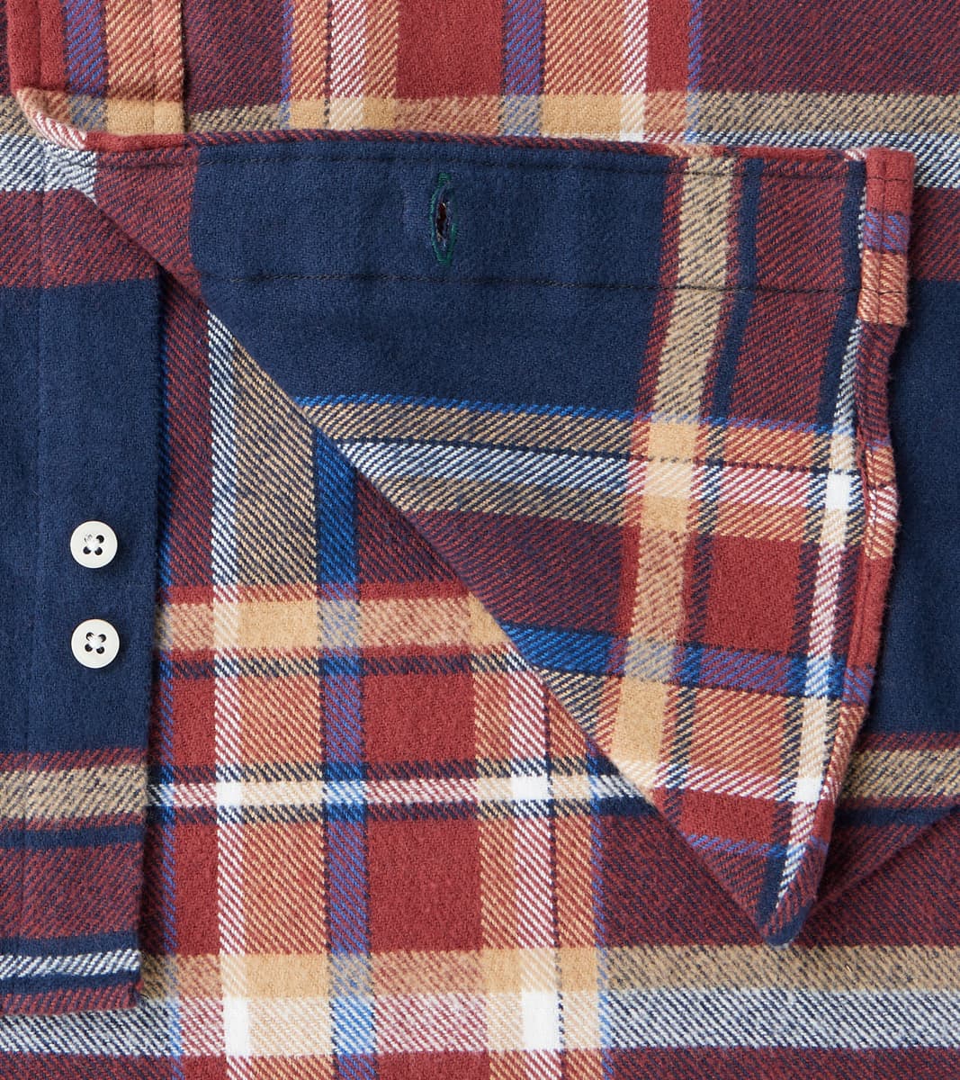 Brushed Winter Madras Check Flannel - Navy & Brick