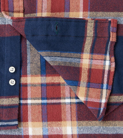 Brushed Winter Madras Check Flannel - Navy & Brick