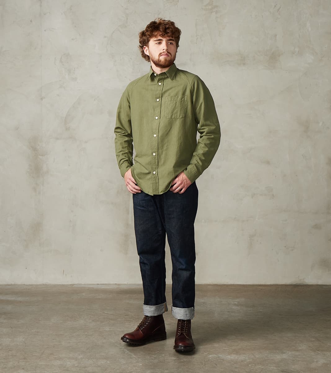 Heimat Textil Artist Shirt - Garment Dyed Cotton Hemp - Military Green