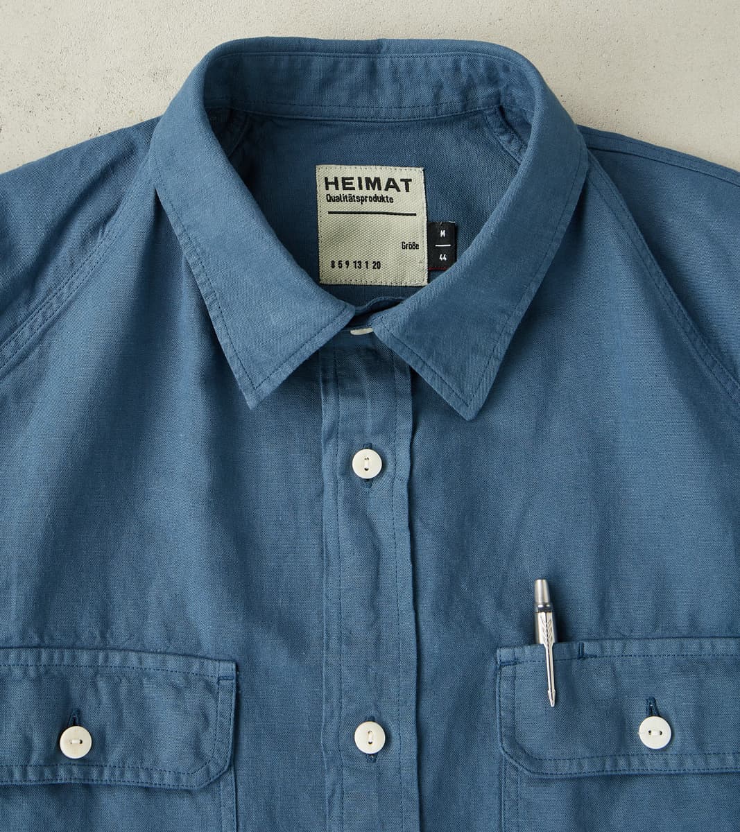 Arbeitshemd Work Shirt - Garment Dyed Cotton Hemp - Trail Blue