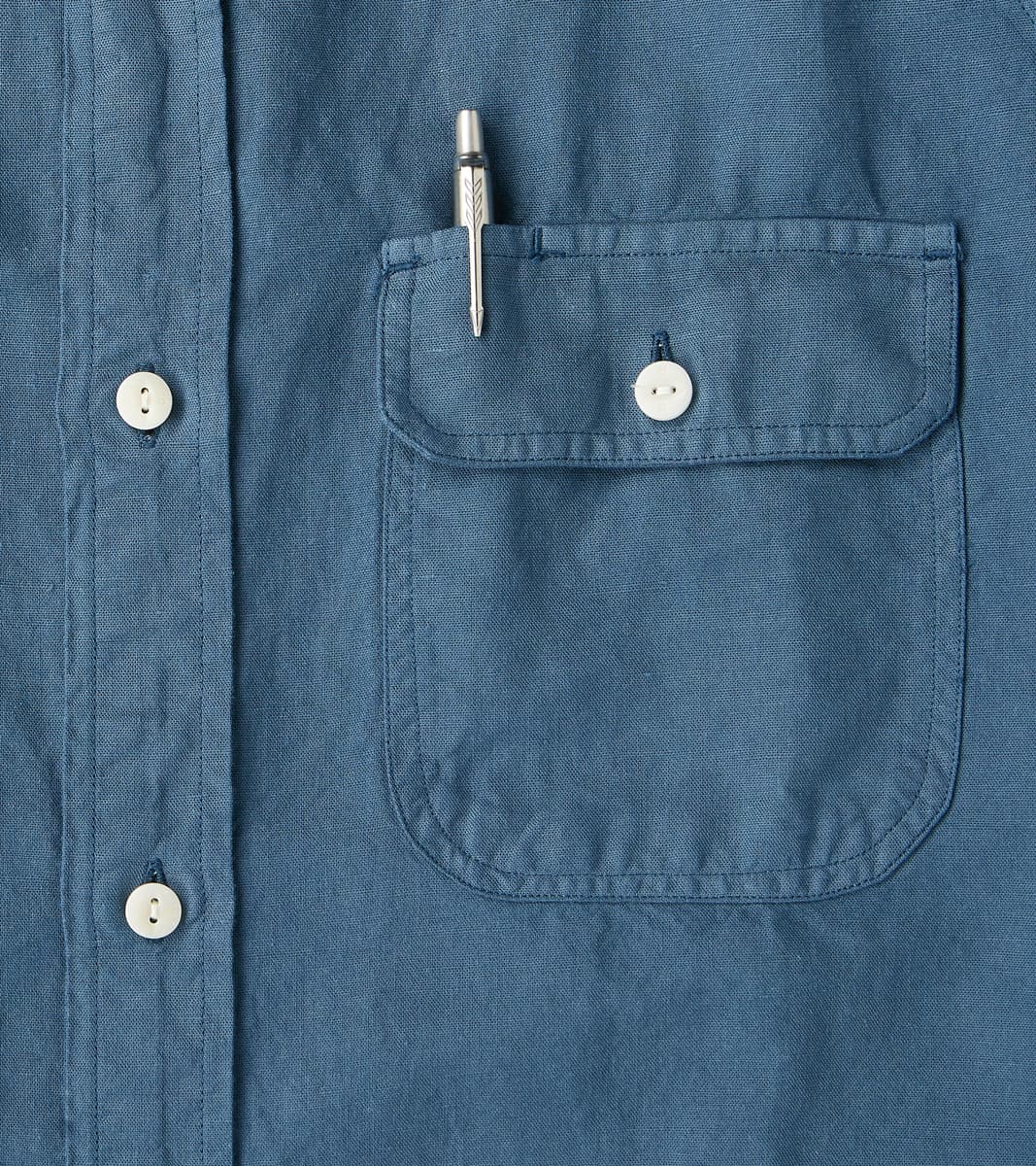 Arbeitshemd Work Shirt - Garment Dyed Cotton Hemp - Trail Blue