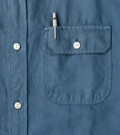 Arbeitshemd Work Shirt - Garment Dyed Cotton Hemp - Trail Blue