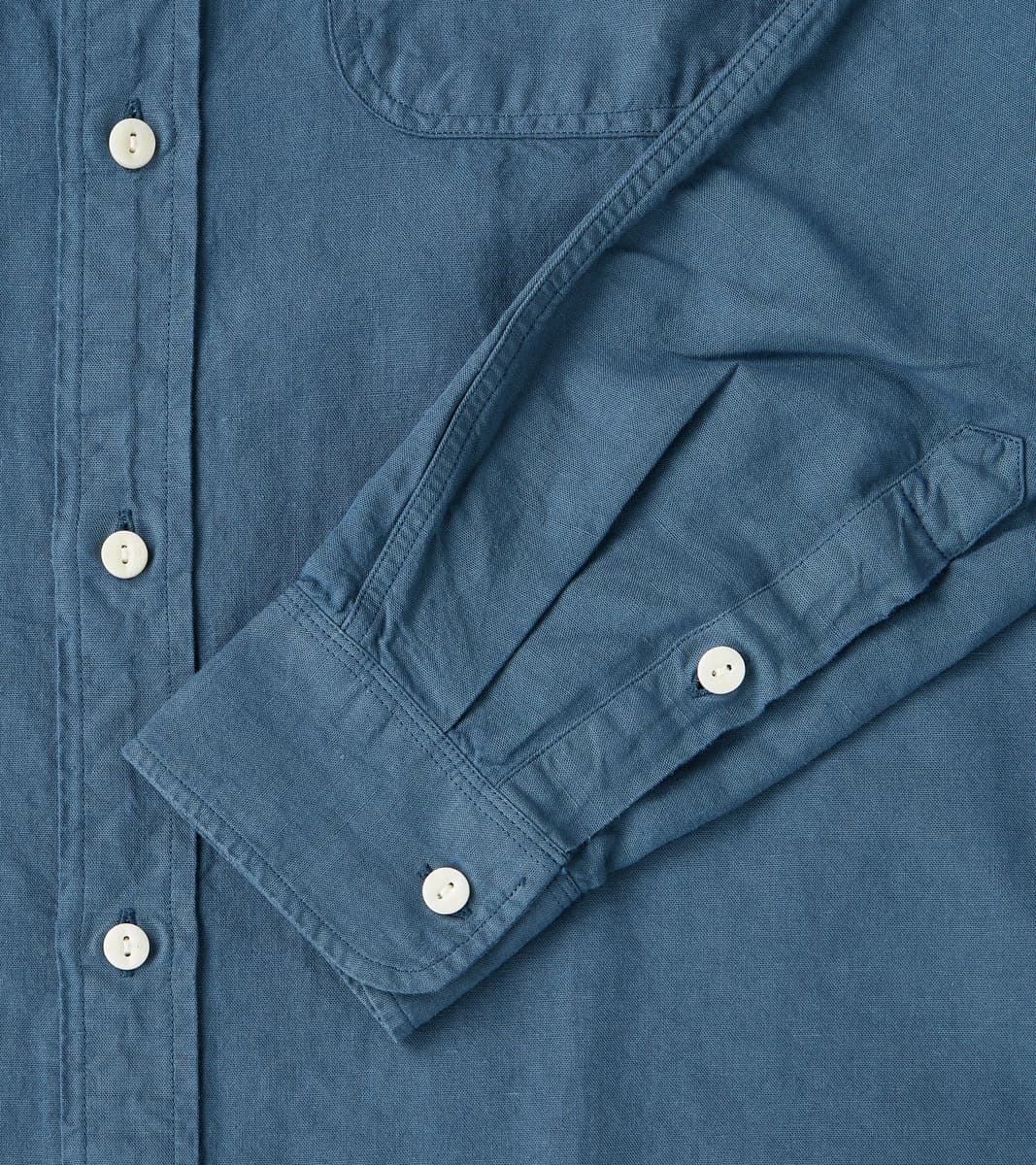 Arbeitshemd Work Shirt - Garment Dyed Cotton Hemp - Trail Blue