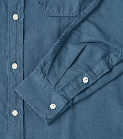 Arbeitshemd Work Shirt - Garment Dyed Cotton Hemp - Trail Blue