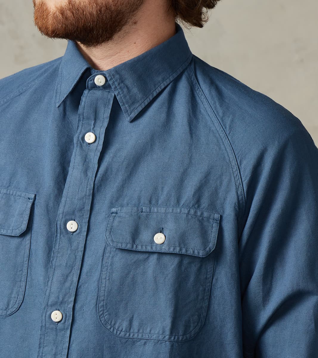 Arbeitshemd Work Shirt - Garment Dyed Cotton Hemp - Trail Blue