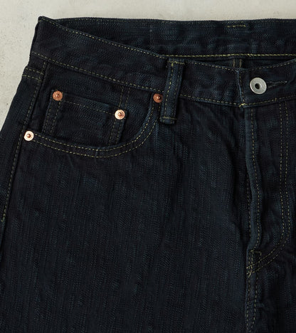 634S-SLBOD - Straight - 16oz Slubby Selvedge Indigo Overdyed Black