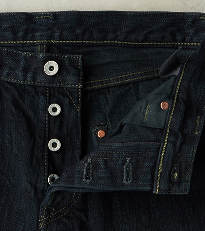 634S-SLBOD - Straight - 16oz Slubby Selvedge Indigo Overdyed Black