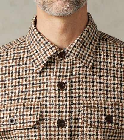 DR 434-BGC - CPO Shirt - Fox Brothers® Wool Saddle Brown Gun Club Twill Flannel