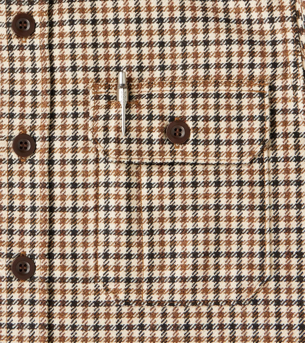 DR 434-BGC - CPO Shirt - Fox Brothers® Wool Saddle Brown Gun Club Twill Flannel
