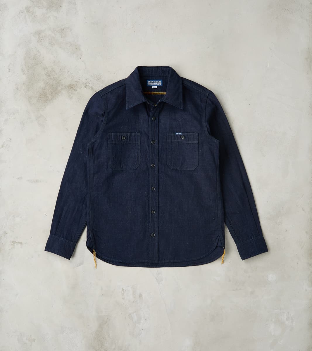 Iron Heart 443-IND - Work Shirt - 7oz Indigo Cotton Linen Chambray