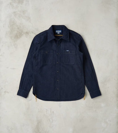 Iron Heart 443-IND - Work Shirt - 7oz Indigo Cotton Linen Chambray
