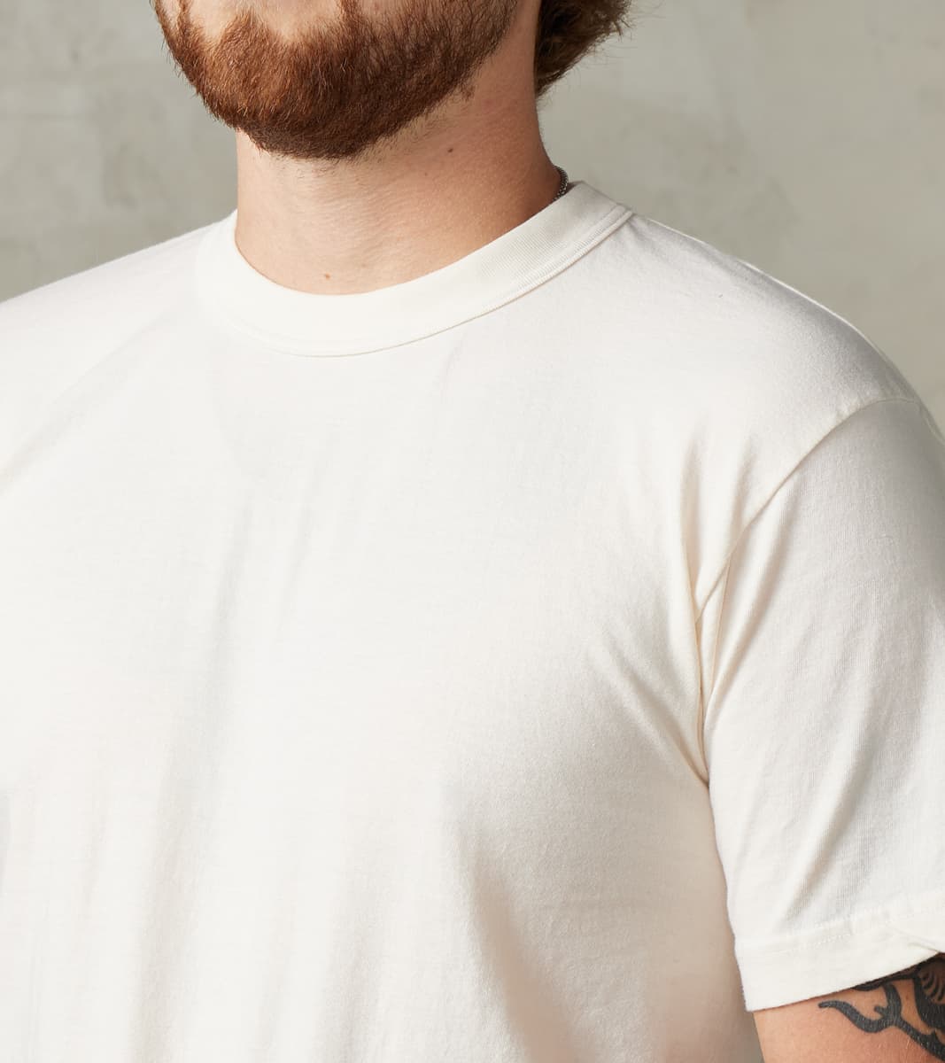 UTIL-NPDYE-REED - UTILITEES Crew Neck T-Shirt - 5.5oz Loopwheel Natural Reed Pigment Dyed