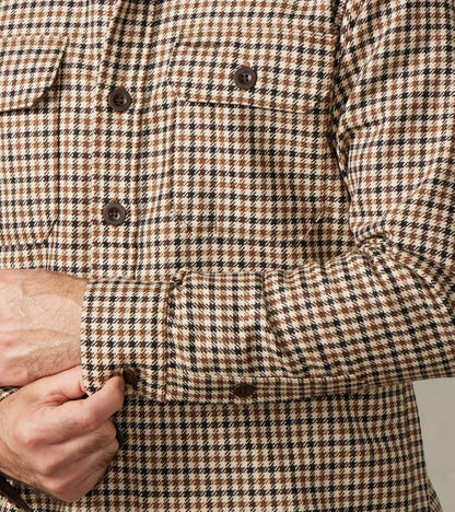 DR 434-BGC - CPO Shirt - Fox Brothers® Wool Saddle Brown Gun Club Twill Flannel