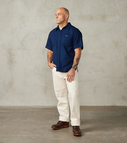 417-IND - Short Sleeved Work Shirt - 5oz Double Gauze Indigo Cloth