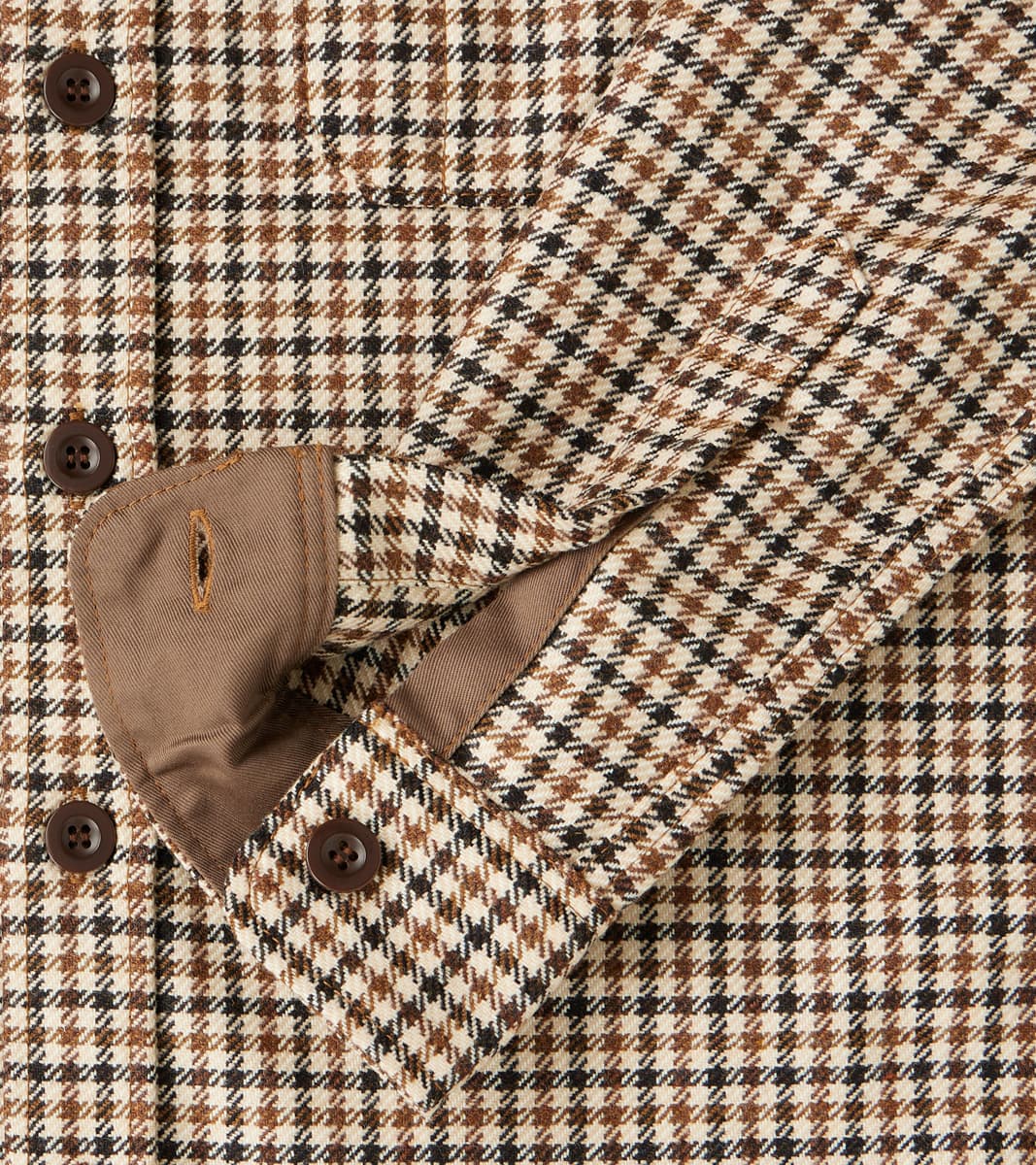 DR 434-BGC - CPO Shirt - Fox Brothers® Wool Saddle Brown Gun Club Twill Flannel