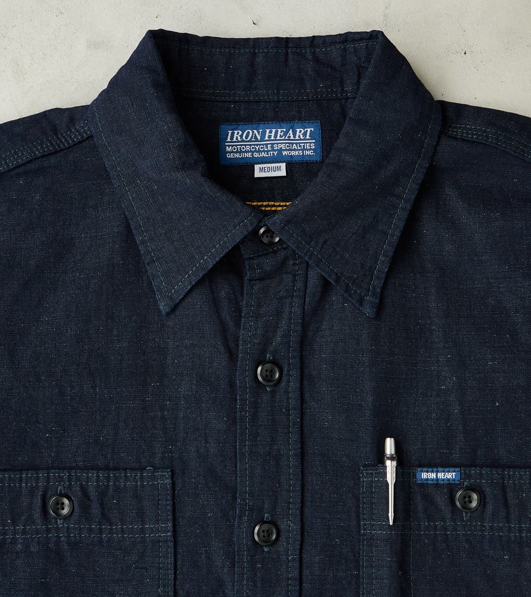 443-IND - Work Shirt - 7oz Indigo Cotton Linen Chambray