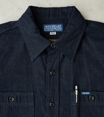 443-IND - Work Shirt - 7oz Indigo Cotton Linen Chambray