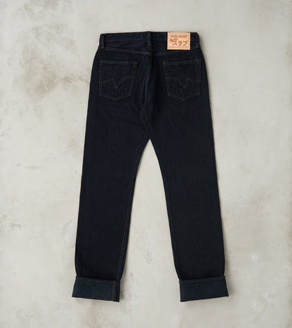 888S-SLBOD - High Rise Relaxed Tapered - 16oz Slubby Selvedge Indigo Overdyed Black