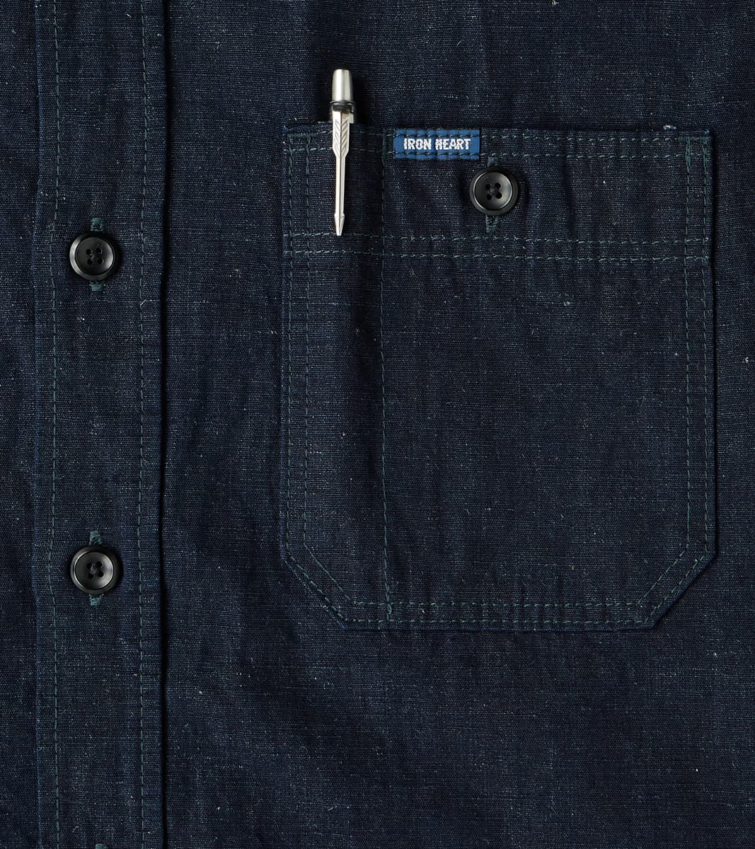 443-IND - Work Shirt - 7oz Indigo Cotton Linen Chambray