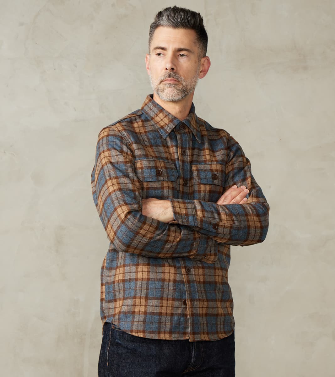 Iron Heart x Division Road 434-TBC - CPO Shirt - Fox Brothers® Wool Tu…
