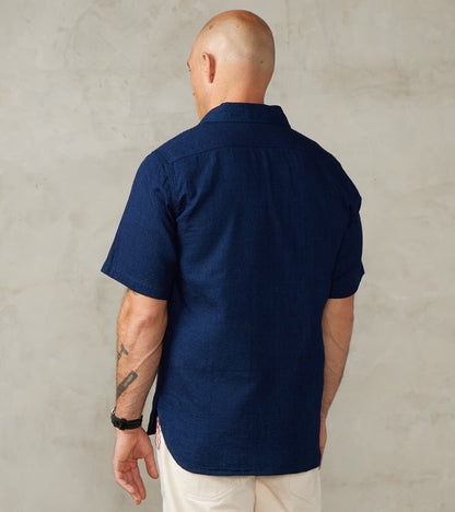 417-IND - Short Sleeved Work Shirt - 5oz Double Gauze Indigo Cloth