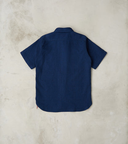 417-IND - Short Sleeved Work Shirt - 5oz Double Gauze Indigo Cloth