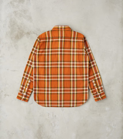 442-ORA - Work Shirt - 9oz Selvedge Flannel Orange Check