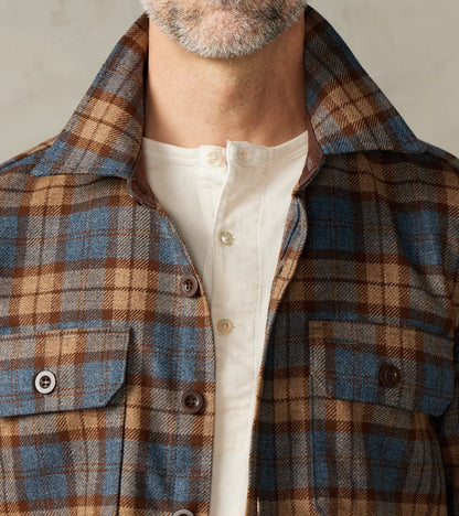 DR 434-TBC - CPO Shirt - Fox Brothers® Wool Tuscan Brown Check Twill Flannel