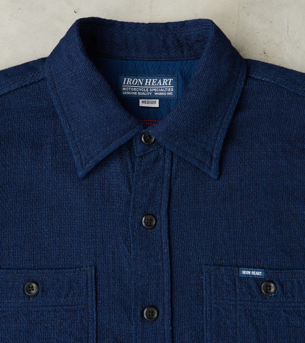 417-IND - Short Sleeved Work Shirt - 5oz Double Gauze Indigo Cloth