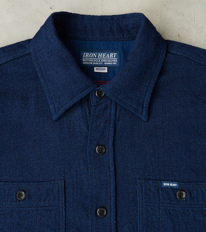 417-IND - Short Sleeved Work Shirt - 5oz Double Gauze Indigo Cloth