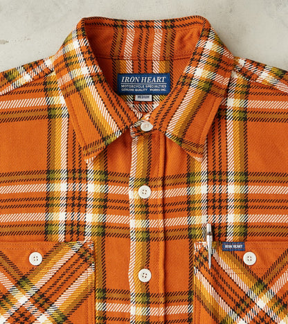 442-ORA - Work Shirt - 9oz Selvedge Flannel Orange Check