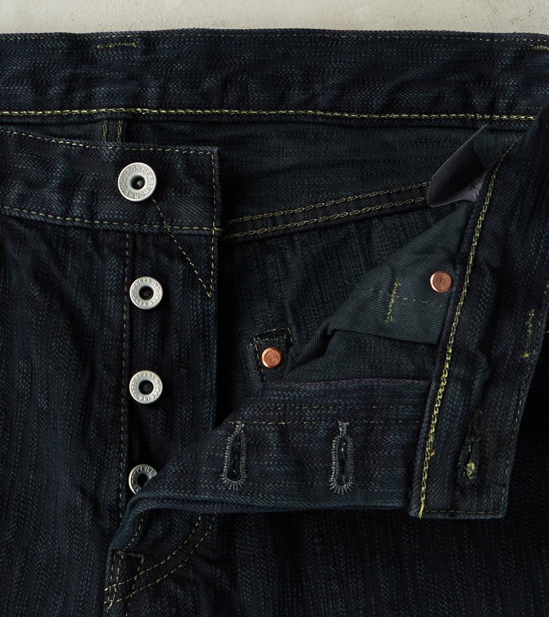 888S-SLBOD - High Rise Relaxed Tapered - 16oz Slubby Selvedge Indigo Overdyed Black