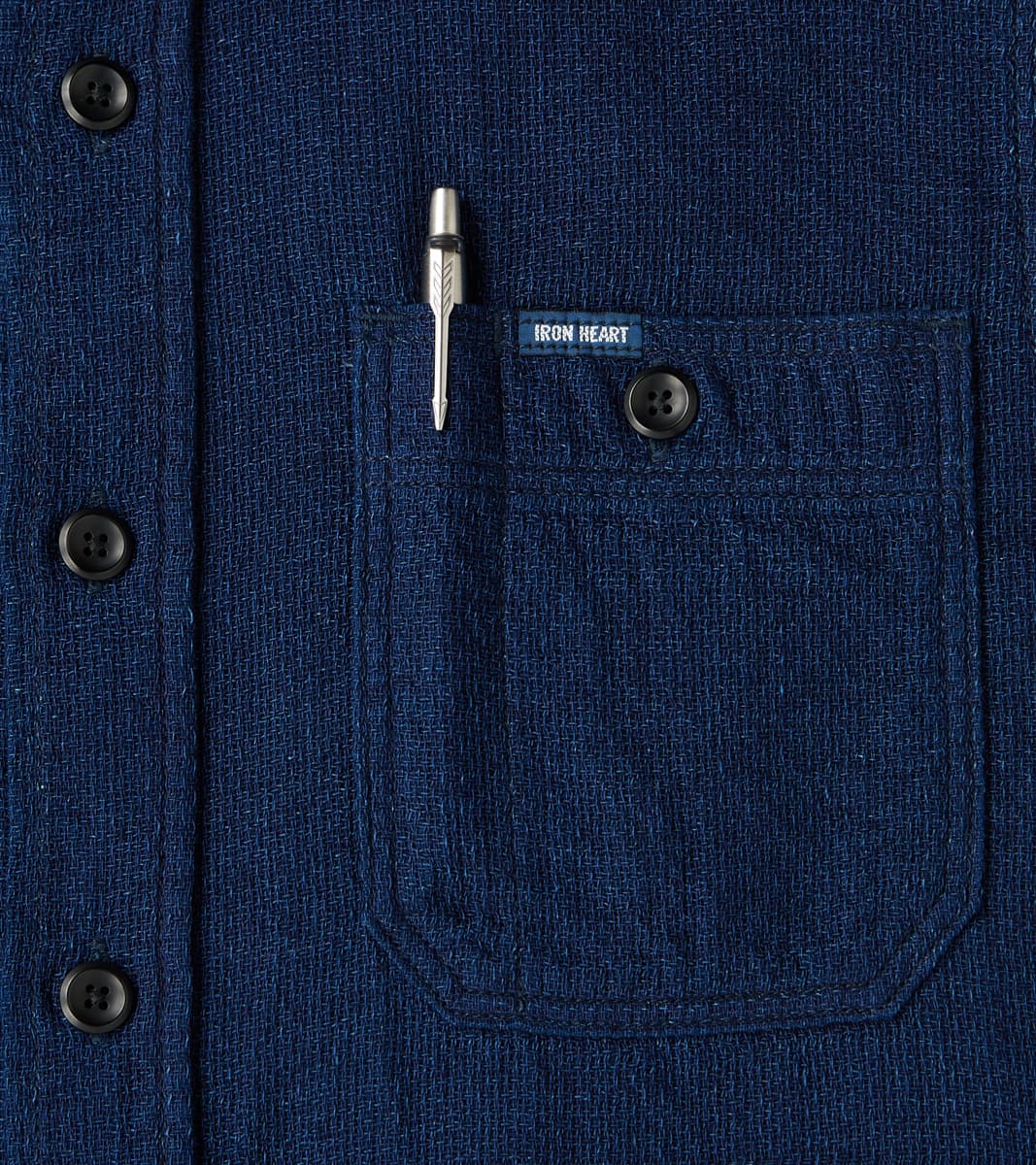 417-IND - Short Sleeved Work Shirt - 5oz Double Gauze Indigo Cloth