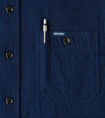 417-IND - Short Sleeved Work Shirt - 5oz Double Gauze Indigo Cloth