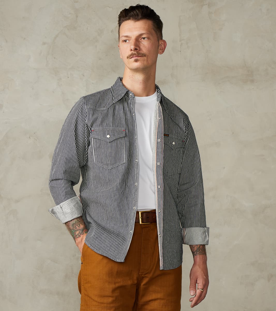 Iron Heart 07-IND - Western - 12oz Indigo Hickory Stripe Twill