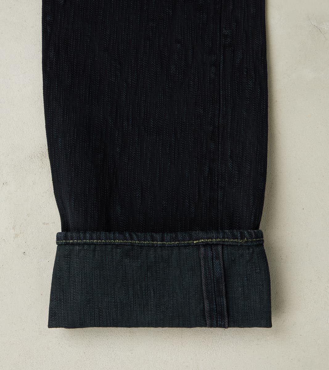 888S-SLBOD - High Rise Relaxed Tapered - 16oz Slubby Selvedge Indigo Overdyed Black