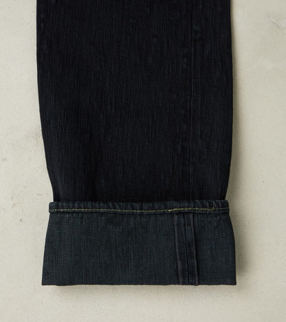 888S-SLBOD - High Rise Relaxed Tapered - 16oz Slubby Selvedge Indigo Overdyed Black