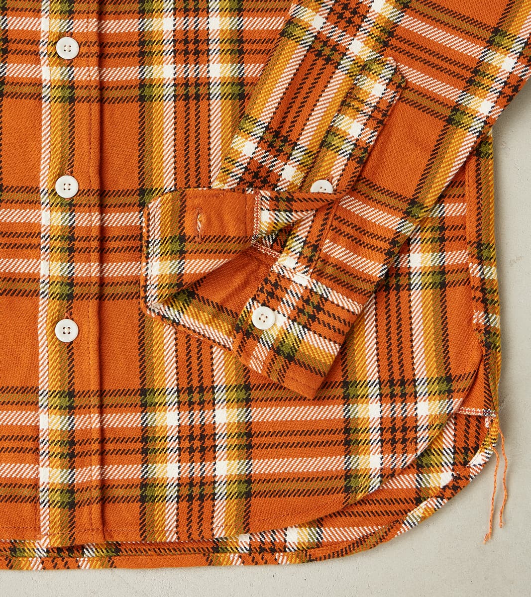 442-ORA - Work Shirt - 9oz Selvedge Flannel Orange Check
