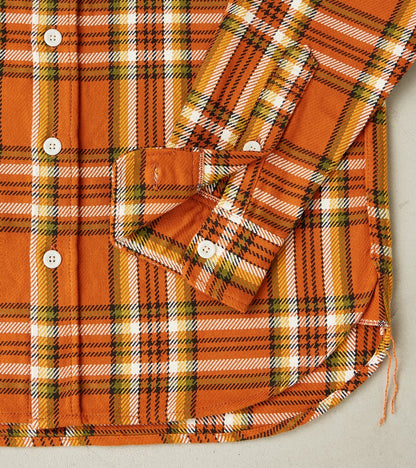 442-ORA - Work Shirt - 9oz Selvedge Flannel Orange Check